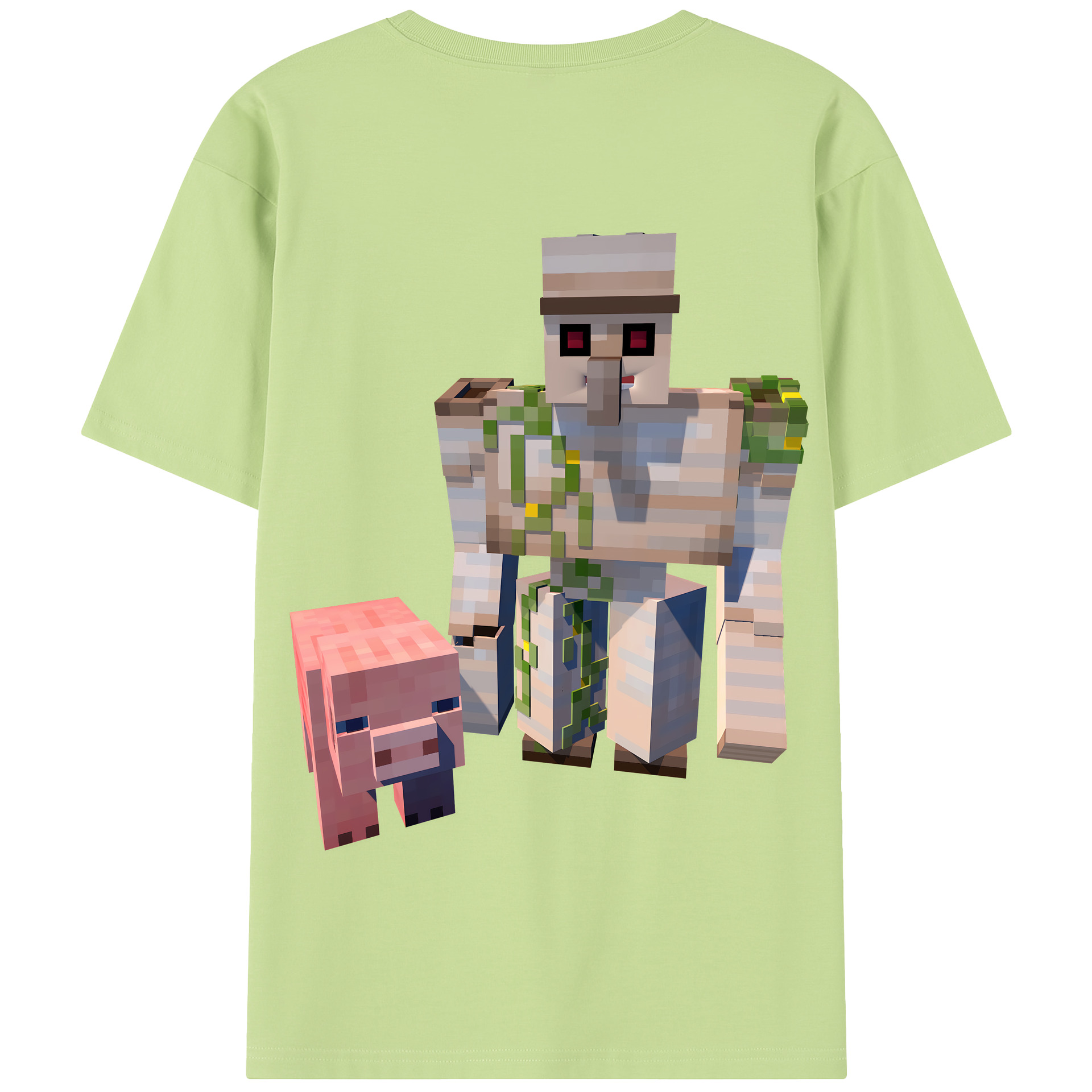 （画像用） マインクラフト ブロックの世界 Minecraft MC Block world 綿100％半袖Tシャツ（背面プリント）